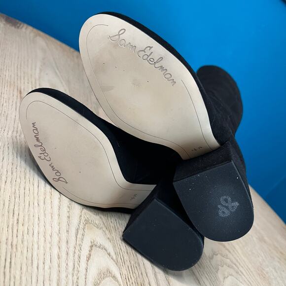 New! Sam Edelman Thora Knee High Boot Black Suede Heeled Boot Girl’s Size 4.5 - Picture 8 of 9